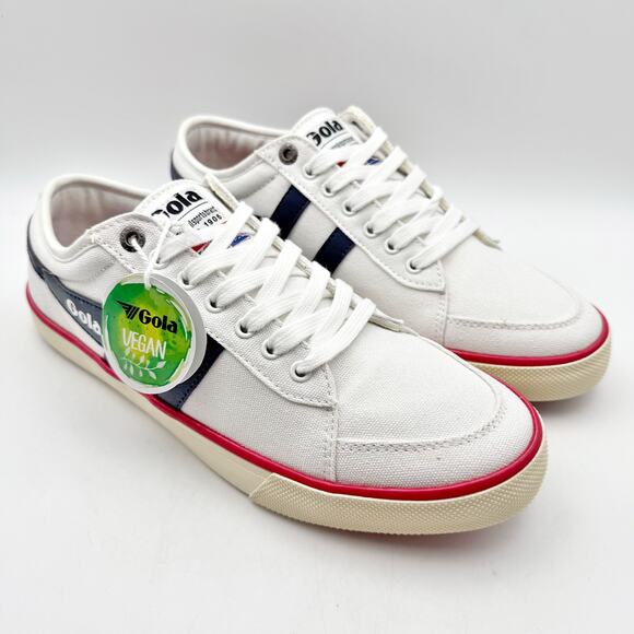 Gola Mens Comet Sneakers EU 43 US 10 White Navy Red Canvas NIB - Picture 6 of 13